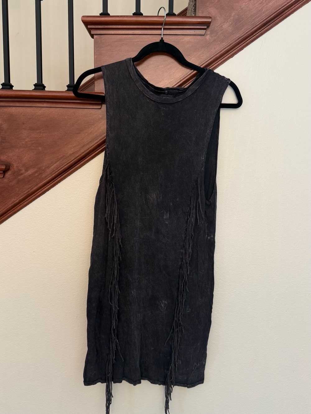 Billabong Black Tie Dye Sleeveless Fringe Cover Up